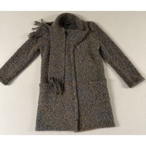 Vtg Womens Cardigan Sweater Long Mohair Blend Thick Scarf Pockets Browns SZ Smal